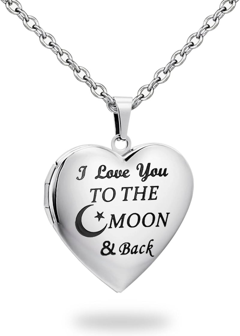 PHOCKSIN Locket Necklace for Women Black/Gold/Silver Locket Necklace Oval/Round/Heart Photo Necklace New Years Gifts for Girls - Image 1